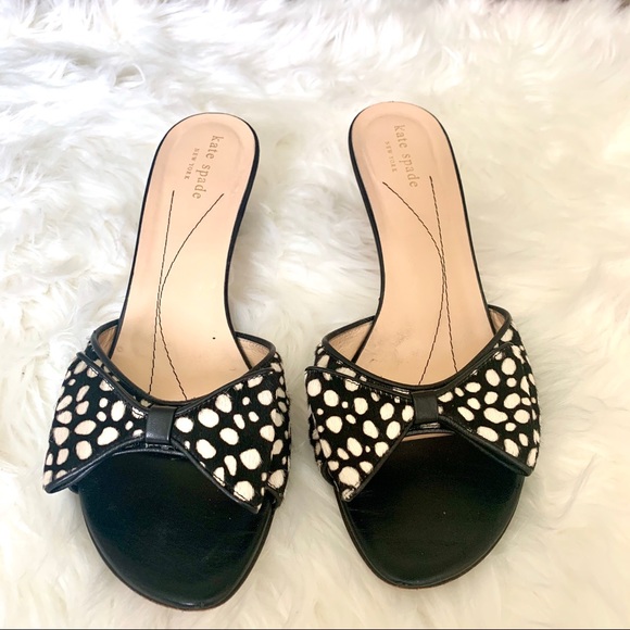 Kate Spade Polka Dot Bow Mules, Kitten Heel - Picture 8 of 11